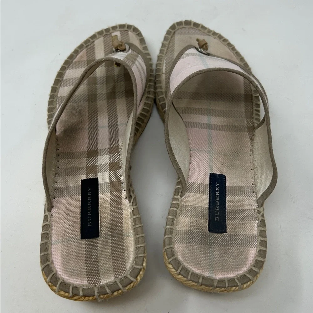 Burberry Mews Espadrille Wedges Nova Check Pattern Size 41